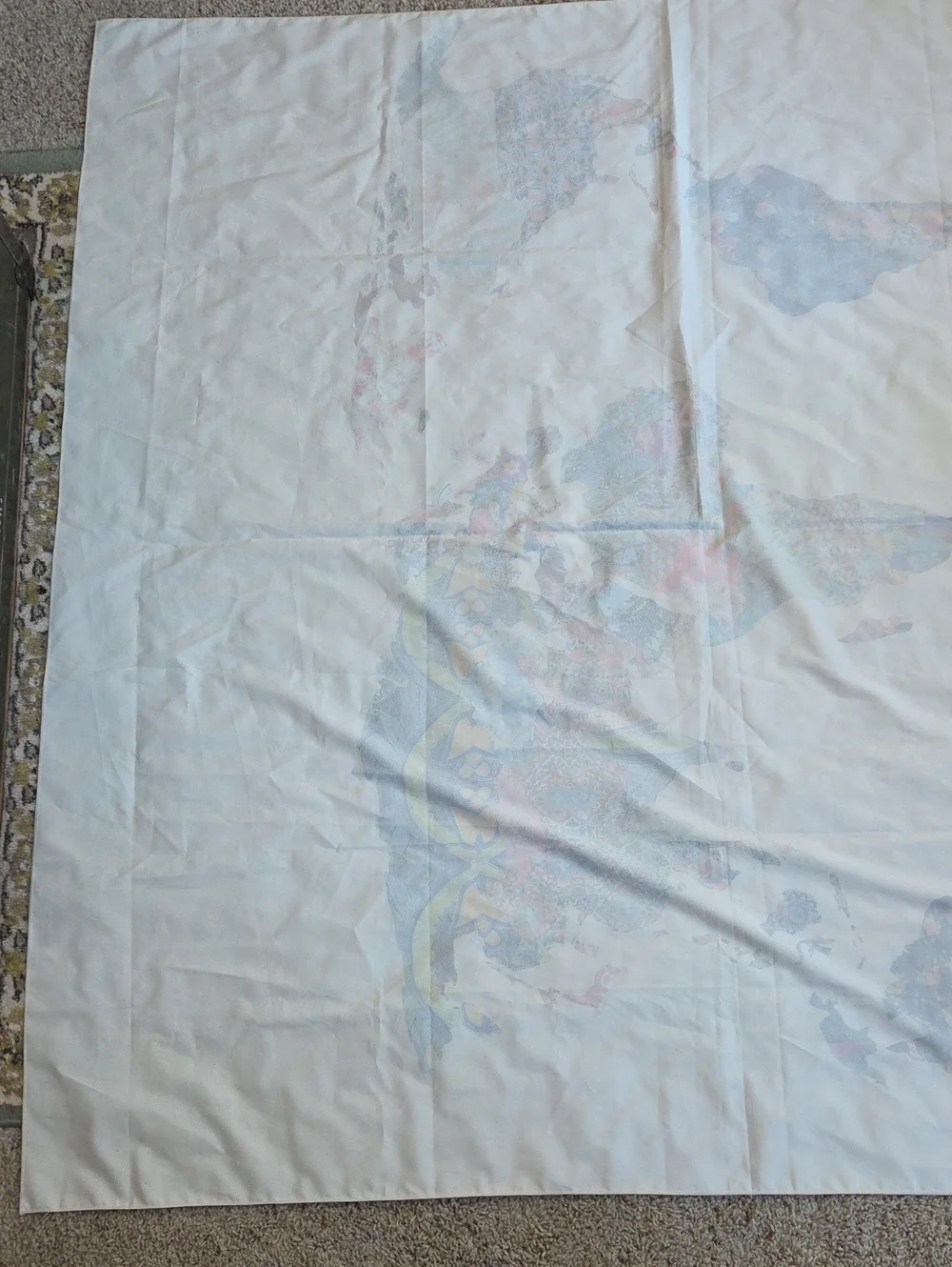 Cream Colored World Map Tapestry 57 In. Tall, 56 In. Wide
